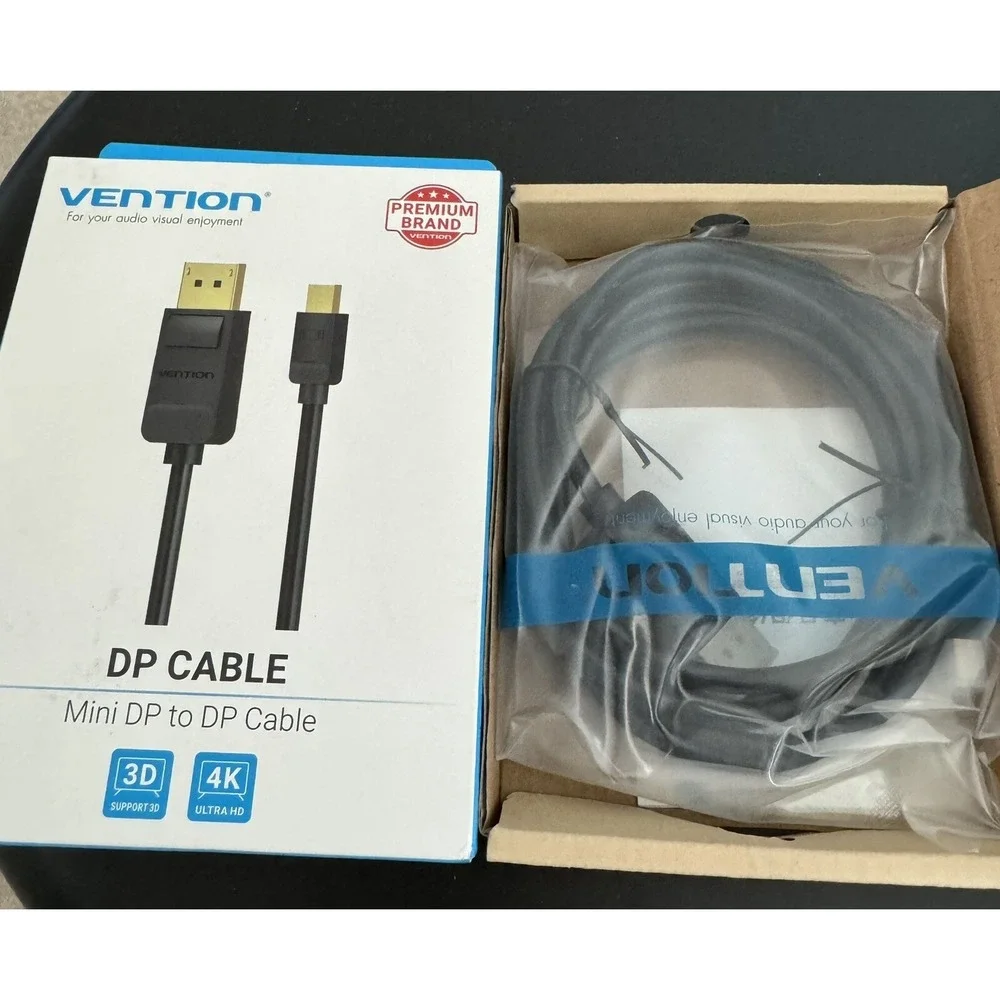 VENTION DP CABLE Mini DP to DP Cable 3D 4K PVC Display Port Audio Visual (NEW)